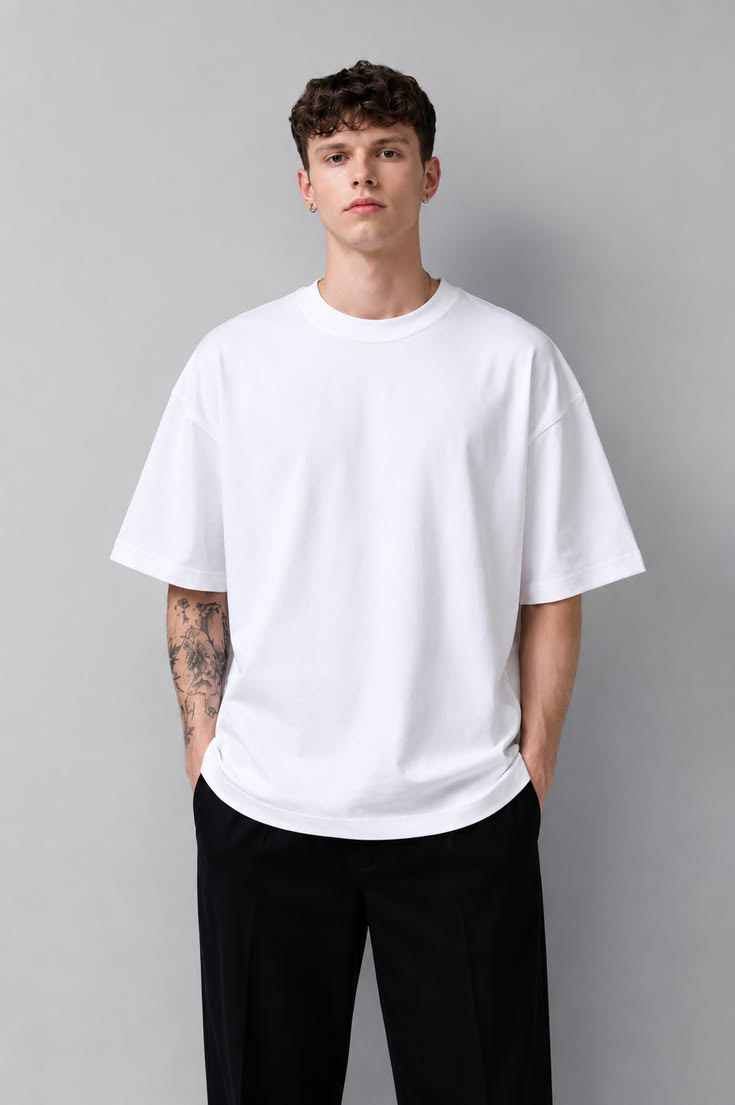 Solid White Drop Shoulder